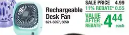 Menards Rechargeable Desk Fan offer