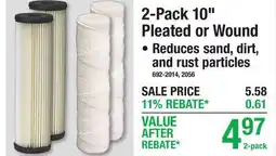 Menards 2-Pack 10 Pleated or Wound WHOLE HOUSE WATER FILTERS offer