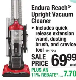 Menards Endura Reach Upright Vacuum Cleaner offer