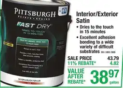 Menards Interior/Exterior Satin PAINT & PRIMER offer