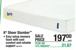 Menards Serta 8 Sheer Slumber offer