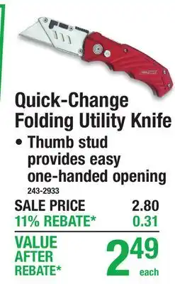 Menards Quick-Change Folding Utility Knife offer