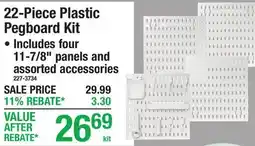 Menards 22-Piece Plastic Pegboard Kit offer