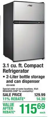 Menards 3.1 cu. ft. Compact Refrigerator offer