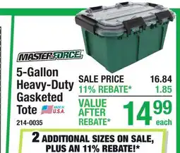 Menards Masterforce 5-Gallon Heavy-Duty Gasketed Tote offer