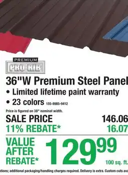 Menards Pro-Rib 36W Premium Steel Panel offer