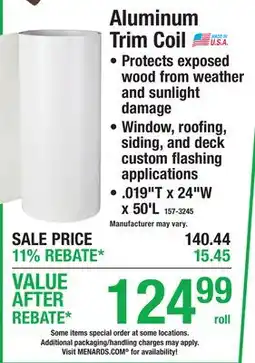 Menards Aluminum Trim Coil offer