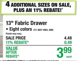 Menards 13 Fabric Drawer offer