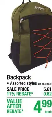 Menards Backpack offer