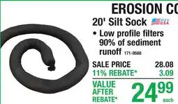 Menards 20' Silt Sock EROSION CONTROL offer