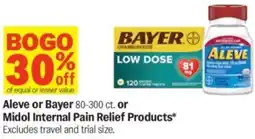 Meijer Aleve or bayer 80-300 ct. or midol internal pain relief products offer