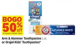 Meijer Arm & hammer toothpastes or orajel kids' toothpastes offer