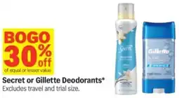 Meijer Secret or gillette deodorants offer