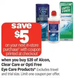Meijer Clear care or opti free eye care products offer