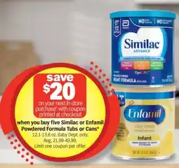 Meijer When you buy five similac or enfamil powdered formula tubs or cans offer