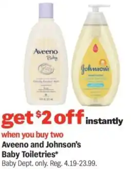 Meijer Aveeno and johnson's baby toiletries offer