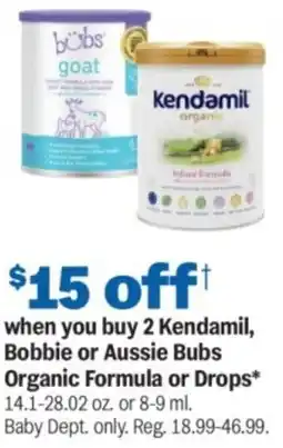 Meijer When you buy 2 kendamil, bobbie or aussie bubs organic formula or drops offer