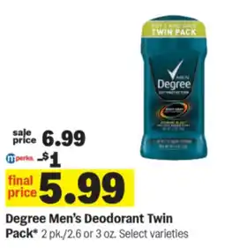 Meijer Degree men's deodorant twin pack offer