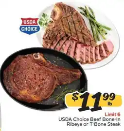 Winn Dixie USDA Choice Beef Bone-In Ribeye or T-Bone Steak offer