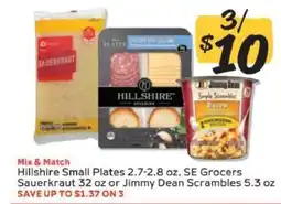Winn Dixie Hillshire Small Plates, SE Grocers Sauerkraut, or Jimmy Dean Scrambles offer