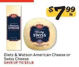 Winn Dixie Dietz & Watson American Cheese or Swiss Cheese offer