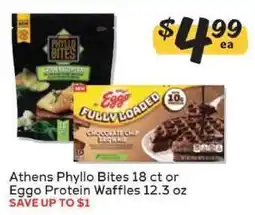 Winn Dixie Athens Phyllo Bites 18 ct or Eggo Protein Waffles 12.3 oz offer