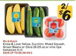 Winn Dixie Mix & Match Know & Love Yellow, Zucchini, Mixed Squash, Green Beans or Okra offer
