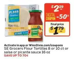 Winn Dixie SE Grocers Flour Tortillas or Salsa offer