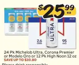 Winn Dixie 24 Pk Michelob Ultra, Corona Premier or Modelo Oro or 12 Pk High Noon 12 oz offer