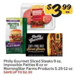 Winn Dixie Philly Gourmet Sliced Steaks, Impossible Patties, or MorningStar Farms Products offer