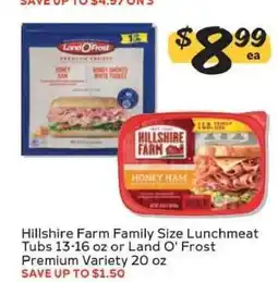 Winn Dixie Hillshire Farm Family Size Lunchmeat Tubs or Land O'Frost Premium Variety offer