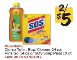 Winn Dixie Clorox Toilet Bowl Cleaner, Pine-Sol, or SOS Soap Pads offer