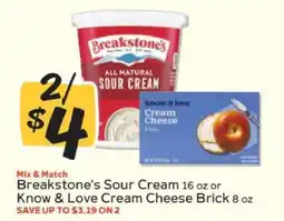 Winn Dixie Breakstone's Sour Cream or Know & Love Cream Cheese Brick offer
