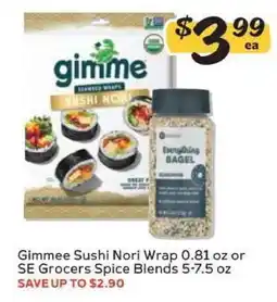 Winn Dixie Gimmee Sushi Nori Wrap or SE Grocers Spice Blends offer