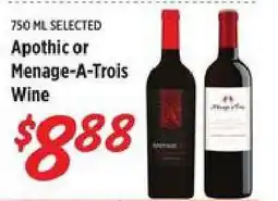 Rouses Apothic or Menage-A-Trois Wine offer