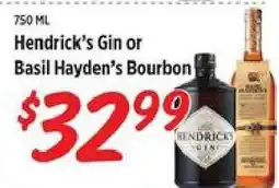 Rouses Hendrick's Gin or Basil Hayden's Bourbon offer