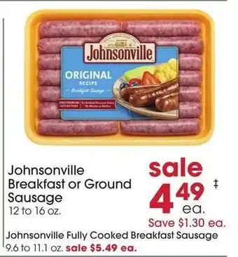 Giant Eagle Johnsonville Breakfast or Ground Sausage offer