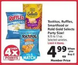 Safeway Tostitos, Ruffles, Smartfood or Rold Gold Selects Party Size offer