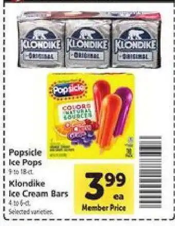 Safeway Popsicle Ice Pops / Klondike Ice Cream Bars offer