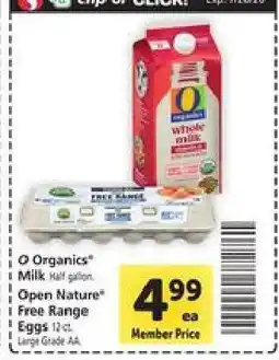 Safeway O Organics Milk & Open Nature Free Range Eggs offer