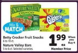 Safeway Betty Crocker Fruit Snacks & Nature Valley Bars offer