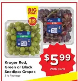 Pick'n Save Kroger Red, Green or Black Seedless Grapes offer