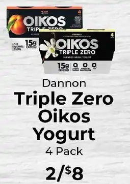 Sunset Foods Dannon Triple Zero Oikos Yogurt offer