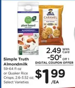 Pick'n Save Simple Truth Almondmilk offer