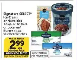 Albertsons Signature SELECT Ice Cream or Novelties or Lucerne Butter offer