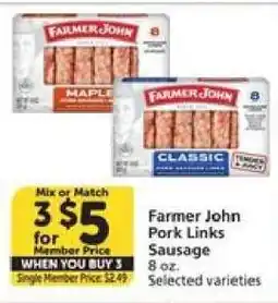 Albertsons Farmer John Pork Links Sausage offer