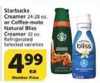 Albertsons Starbucks Creamer or Coffee mate Natural Bliss Creamer offer