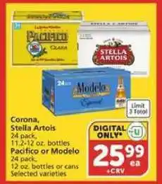 Albertsons Corona, Stella Artois, Pacifico or Modelo offer