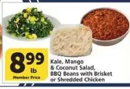 Albertsons Kale, Mango & Coconut Salad, BBQ Beans with Brisket or Shredded Chicken offer