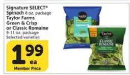Albertsons Signature SELECT Spinach / Taylor Farms Green & Crisp or Classic Romaine offer